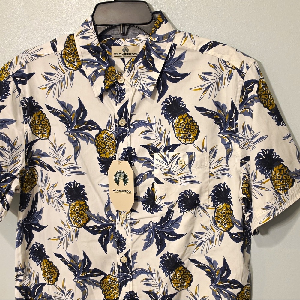 Weatherproof Men's Tropical Floral Button-Up Collared Shirt Short Sleeve M #334